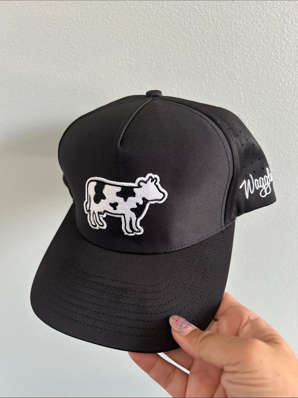 NWOT Waggle Black Cow Patch Baseball Cap for Men